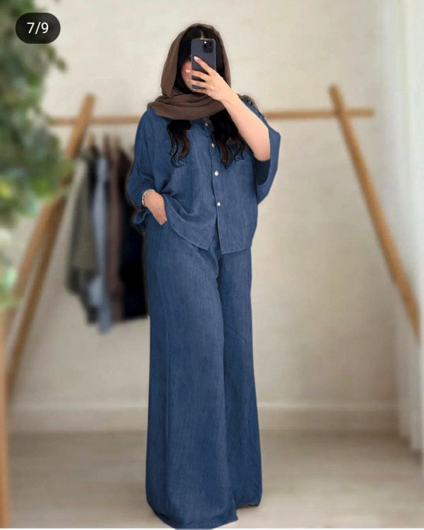 ست شومیز شلوار زنانه دخترانه شیک و خنک تابستانه 38965 - Image 8