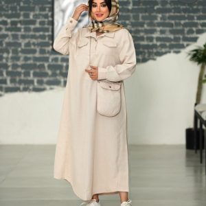 پیراهن کفتان زنانه و دخترانه همراه کیف