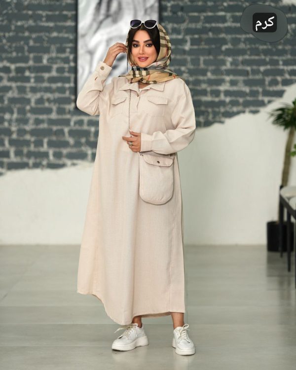 پیراهن کفتان زنانه و دخترانه همراه کیف