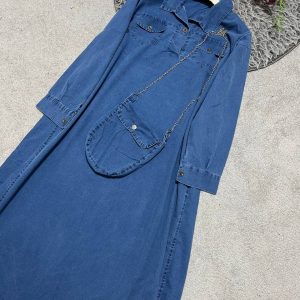 ست زنانه و دخترانه کفتان جین همراه کیف 8100623