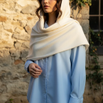 شومیز مانتویی دخترانه کوتاه آبی آسمانی