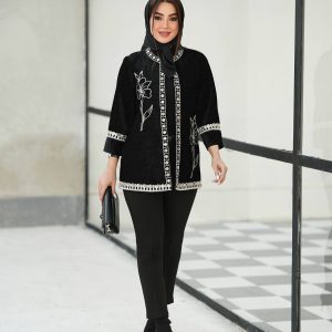 ست زنانه مانتو و شلوار مشکی محرمی