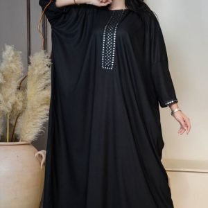 مانتو عبایی زنانه مشکی آینه کاری جدید