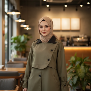 بارونی دخترانه وزنانه فاستونی سبزیشمی کالکشن پاییزه