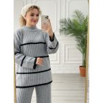 ست بلوز و شلوار دخترانه بافت پاییزه رنگبندی