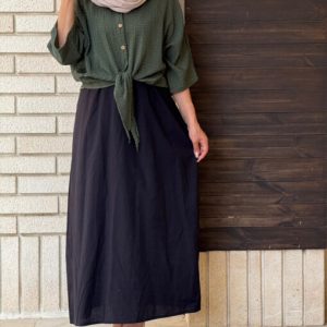 شومیز گره ای دخترانه و زنانه سبزیشمی کوک دوزی