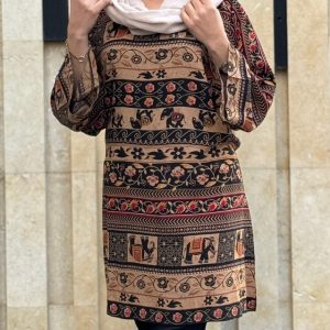 تونیک مانتویی زنانه نخی صورتی