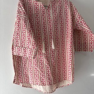 شومیز مانتویی زنانه لنین رنگبندی سبز و صورتی hh70255