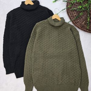 بافت  مردانه یقه اسکی مشکی 896406