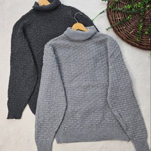 بافت مردانه یقه اسکی ذغالی 896406