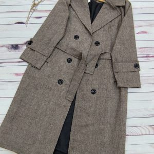 پالتو بلند توییت نسکافه ای و طوسی38033