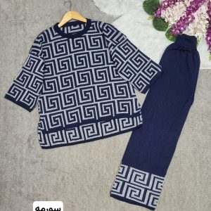ست بلوز و شلوار بافت زنانه طرح دار n443750