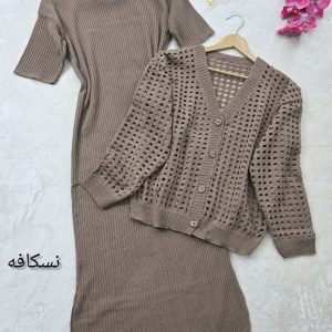 ست بافت دو تیکه کت و سارافون زنانه n494673