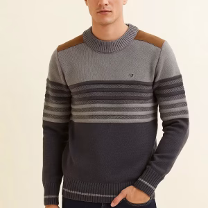 پلیور بافت مردانه راه راه برجسته گرم بالا