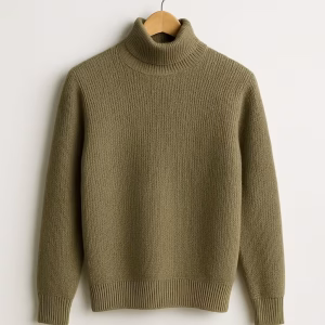 بافت یقه اسکی مردانه رنگ خاکی n70210