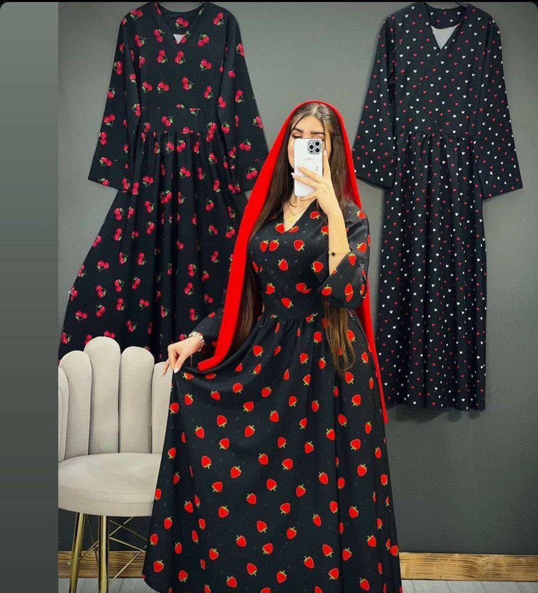 پیراهن زنانه بلند کرپ فلور g461