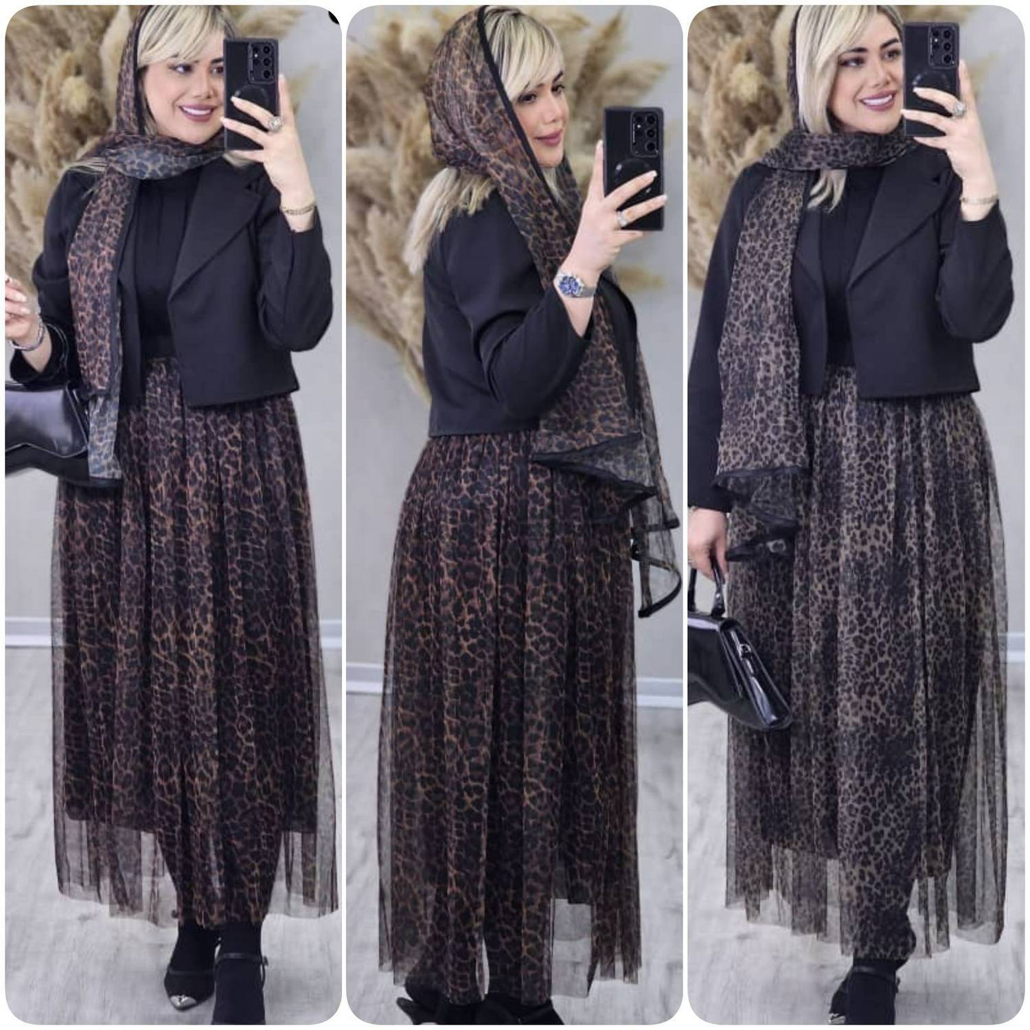ست کت دامن زنانه مازراتی همراه شالg43191