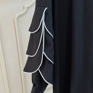 مانتو عبایی زنانه بلند کرپ ندا مشکی g4061