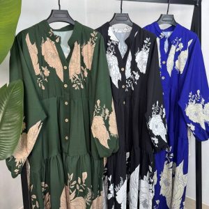 پیراهن زنانه بلند الیزه گلدار g3680