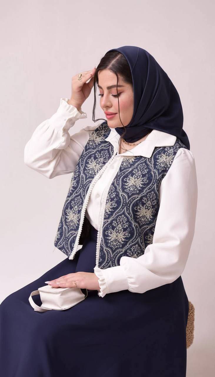 ست شومیز دامن جلیقه زنانه کرپ سانتانا g3466